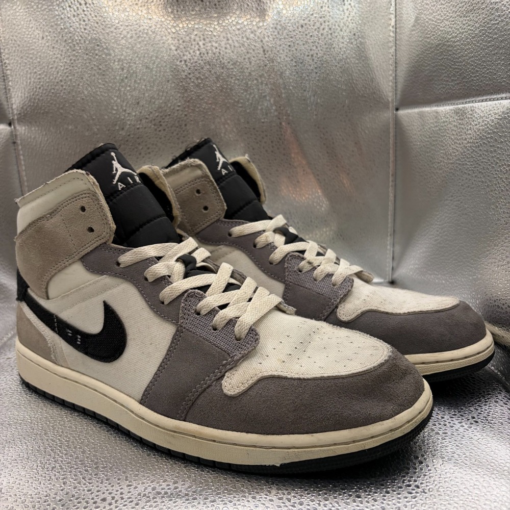Size 11.5 Nike Air Jordan 1 Mid SE Craft Cement Gray White Mens Shoes DZ4136-002